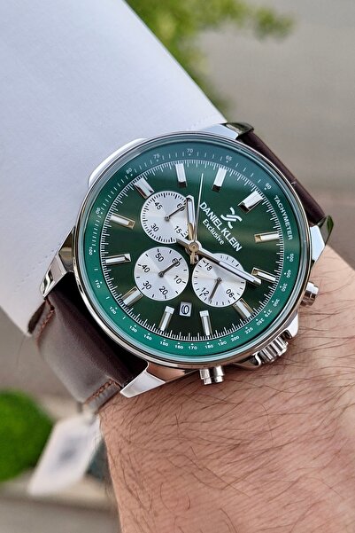 Daniel Klein Case Silver Cord Brown Color Men's Wristwatch with Chronometer