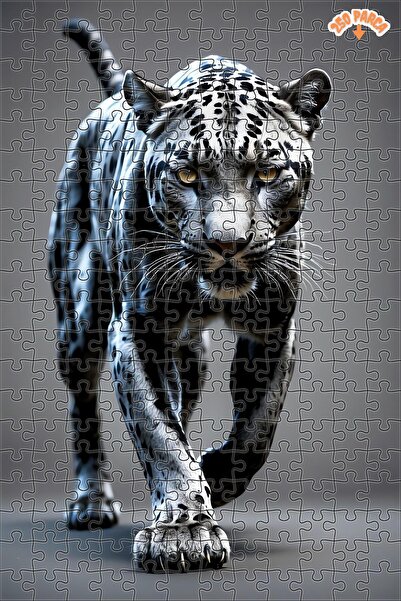 Teona Ahşap Yürüyen Gümüş Leopar Dekoratif Çift Katlı Çerçeveli Asılabilir Ah...