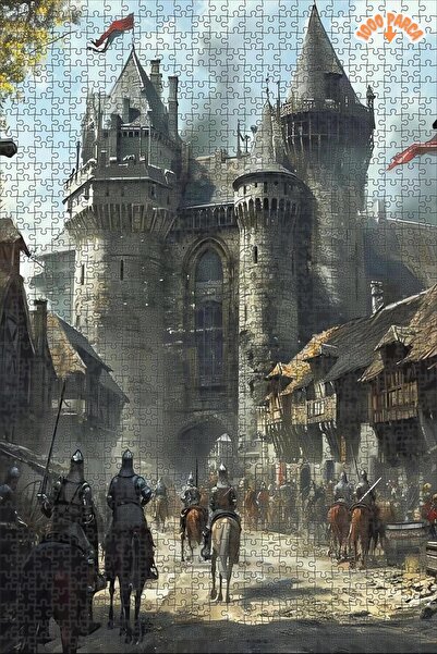 Teona Ahşap Ortaçağ Şövalyeleri ve Kaleleri Çift Katlı Çerçeveli Asılabilir A...