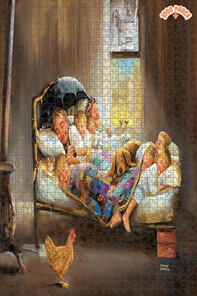 Teona Ahşap Masum Uykular Huzur Dolu Köşe Çift Katlı Çerçeveli Asılabilir Ahş...