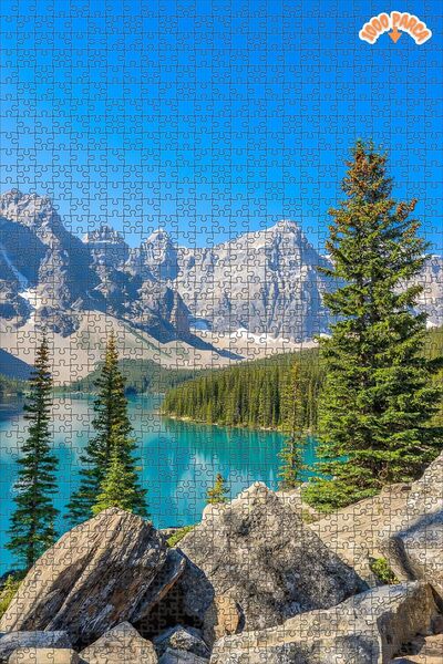 Teona Ahşap Mavi Göl Dağ Manzarası Dekoratif Çift Katlı Çerçeveli Asılabilir ...