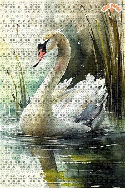 Teona Ahşap Gölde Zarafet Swan Dekoratif Çift Katlı Çerçeveli Asılabilir Ahşa...