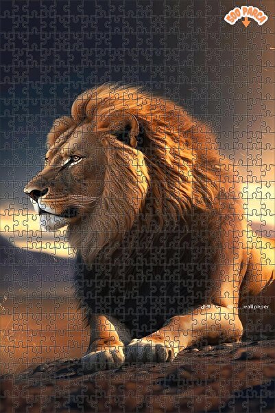 Teona Ahşap Aslanın Kükreyiş Anı Dekoratif Çift Katlı Çerçeveli Asılabilir Ah...