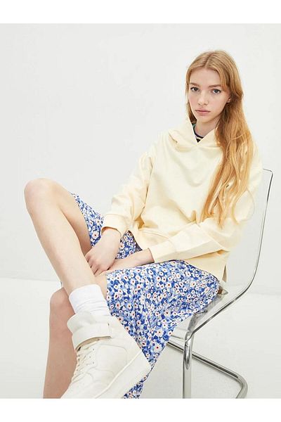 LC Waikiki Γυναικείο φούτερ casual με κουκούλα μονόχρωμο μακρυμάνικο