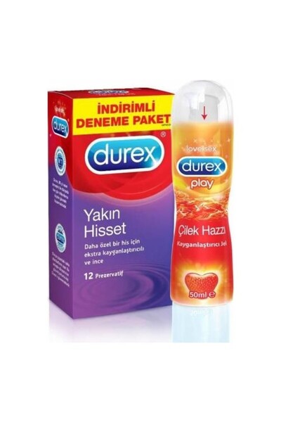 Durex Yakın Hisset 12 Prezervatif Play Kayganlaştırıcı Jel Çilek Hazzı 50 ml