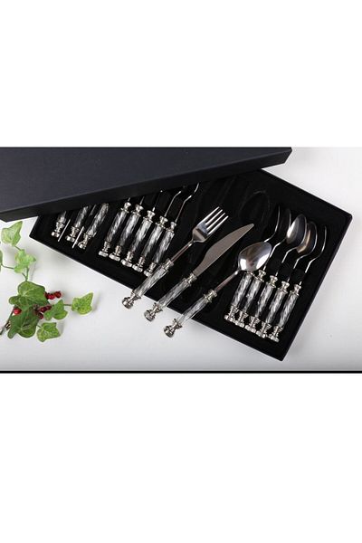 Santara AVANGARD CRYSTAL - مجموعة حلوة فضية رائعة مكونة من 18 قطعة