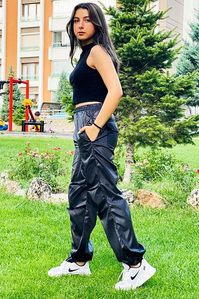 Asortik Kids Girl Child Jogger Oversize High Waist Elastic Leg Trousers Age 9-15