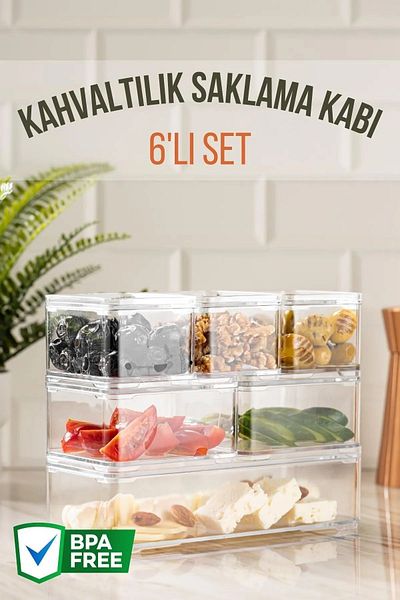 Open Home Concept Set of 6 Clear Breakfast Storage Containers