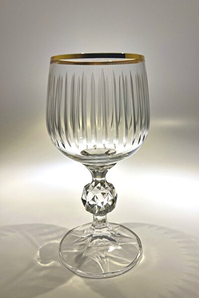 Bohemia Collection Sterna Altın 6'lı Kahve Yanı Su Bardağı / Beyaz Şarap Kadehi Seti 150cc Çizgi Model