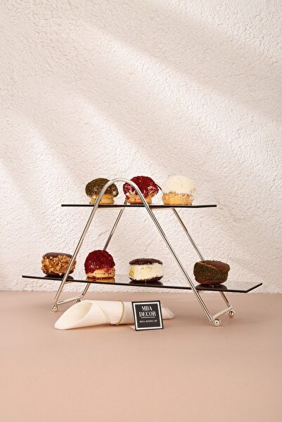 mba decor metal bending art منظم هدايا تزيين جانبي للقهوة بمرآة فضية مثلثة، منظم هدايا خشبي MDF 26