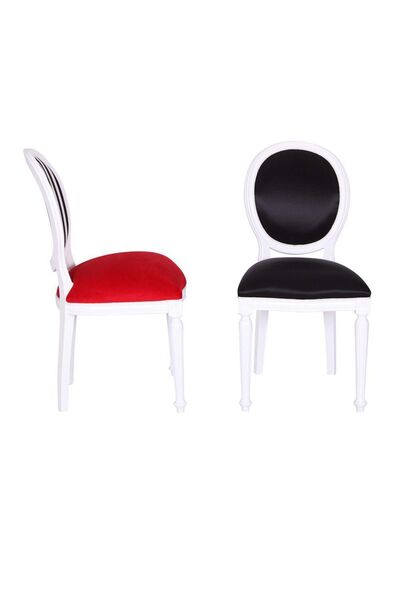 3A Mobilya Black And Red 2'li Sandalye 48X49X98 cm