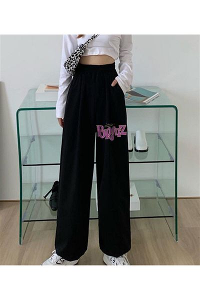 Touz Moda Y2k Bratz Printed Oversize Unisex Μαύρο Φούτερ