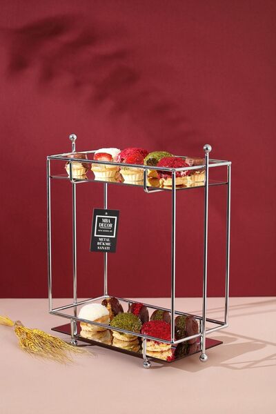 mba decor metal bending art Rectangular Silver Mirrored Coffee Side Presentation Gift Decoration Treat Organizer MDF Wooden 40cm