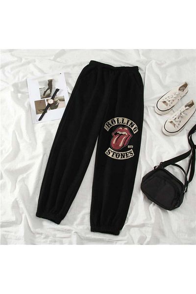 Touz Moda Rock Series Rolling Stones Vintage Printed Oversize Unisex Μαύρο Φούτερ