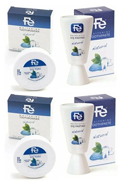 Fe Beyazlatıcı Diş Tozu Natural ( Naturel Florürlü ) 50 gr 2 Adet&diş Pastası...