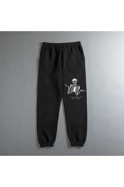 Touz Moda Gothic Confused Skeleton Printed Oversize Unisex Μαύρο Φούτερ