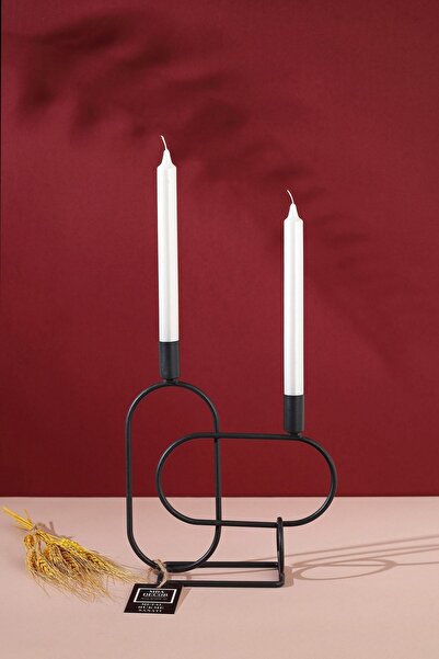 mba decor metal bending art Ikili Siyah Dekoratif Mumluk Şamdan Hediyelik Dek...