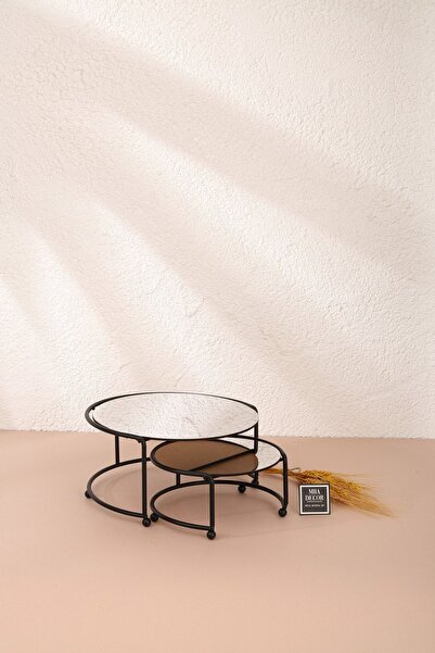 mba decor metal bending art Round Double Black Black Coffee Side Presentation Gift Decoration Treat Organizer MDF Wooden 26