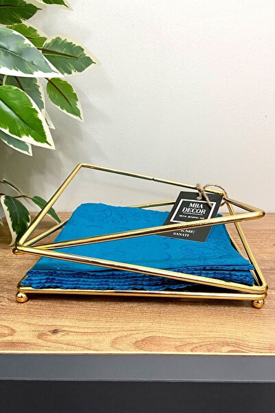 mba decor metal bending art Gold Kaplama Paslanmaz Dolu Demir Peçetelik Sunum Sofra Mutfak 18x18