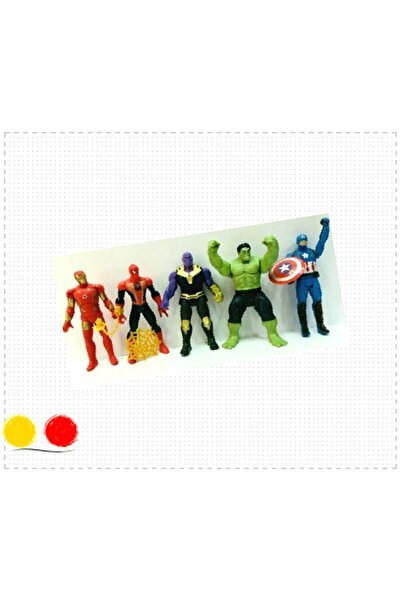 OMZ Yenilmezler Thanos Hulk Captain America Örümcek Adam Ironman 5li Süper Ka...