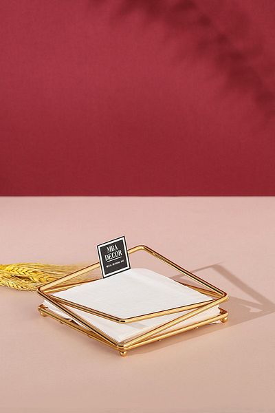 mba decor metal bending art Gold Plated Stainless Filled Iron Napkin Holder Presentation Tableware Kitchen 18x18