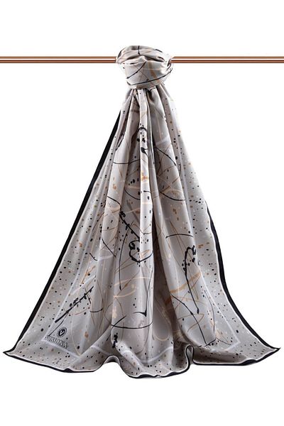 Vissona Women's Luxury Medina Silk Shawl Gray-3