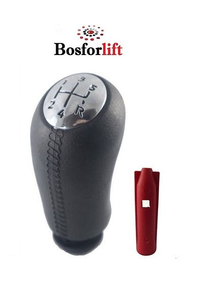 BOSFORLİFT Shiny Chrome Color Megane 2.3- Clio 3. 4- Scenic- Laguna- Symbol Leather Pattern Gear Shift Knob