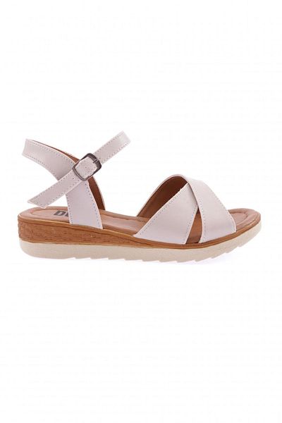 DGN 105-23y Damen Sandalen mit Knöchelriemen und überkreuzten Riemen in Nude-Farben