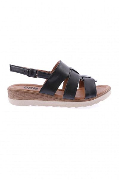 DGN 703-23y Schwarze Damen-Sandalen mit Knöchelriemen