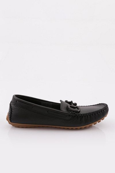 DGN K105 Μαύρο Γνήσιο Δερμάτινο Γυναικείο Loafer - Αξεσουάρ Παπούτσια