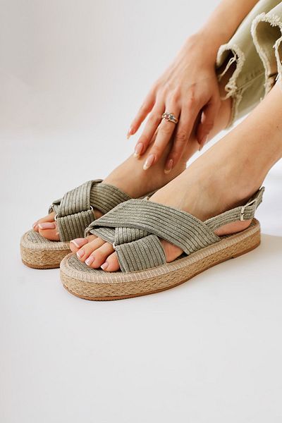 Limoya Iris Gray Velvet Cross Strap Women's Sandals