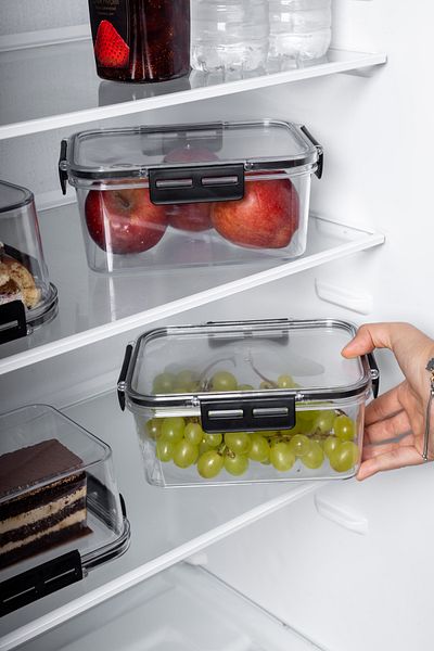Nandy Home Set of 6 Square Clear Storage Container with Lock Lid for 400-900ML