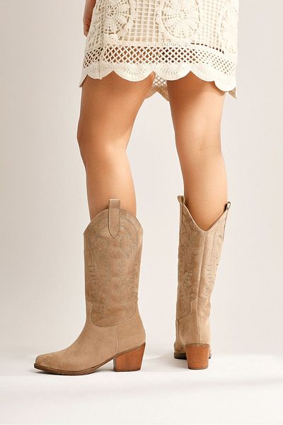 Limoya Γυναικείες μπότες Germaine Mink Suede Κεντημένες Cowboy