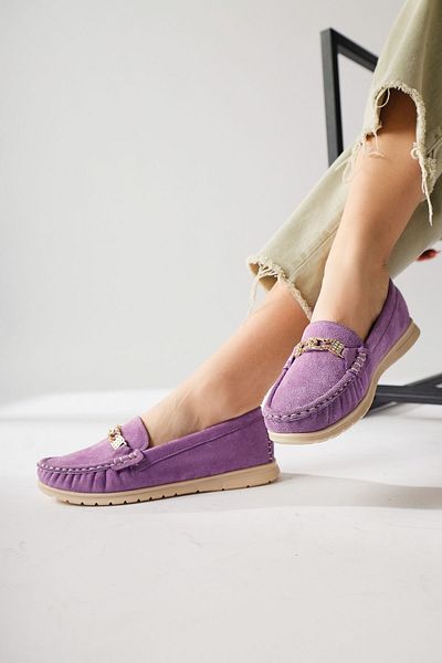 Limoya Pantofi casual de damă Turi Liliac din piele intoarsa cu catarama