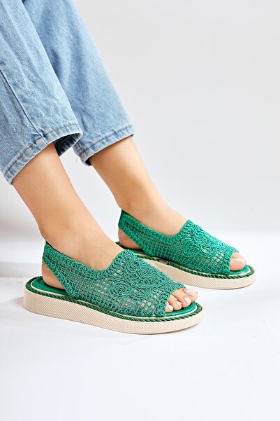Limoya Nichola Зелені плетені жіночі сандалі Вигідна пропозиція