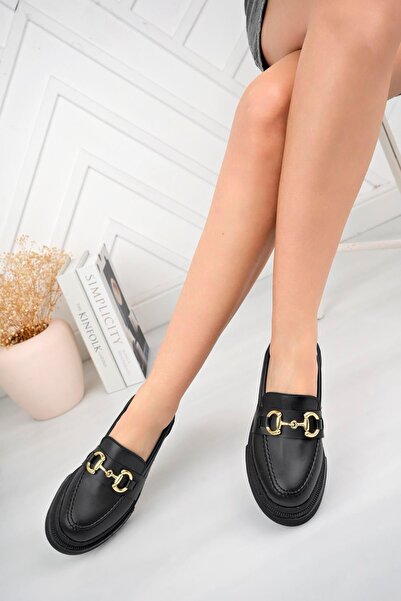 Aymood Kadın Loafer Yuvarlak Burun Maskülen Bağcıksız Yüksek Dolgu Taban Oxford Ayakkabı