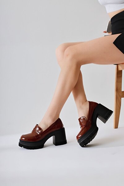 Limoya Majnor Burgundy Patent Leather Platform Moccasin, Women's Loafer Shoes Opportunity Product