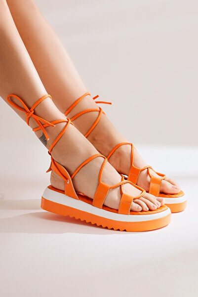 Limoya Thelma Біло-помаранчеві, помаранчеві жіночі сандалі на ремінцях, акцій...