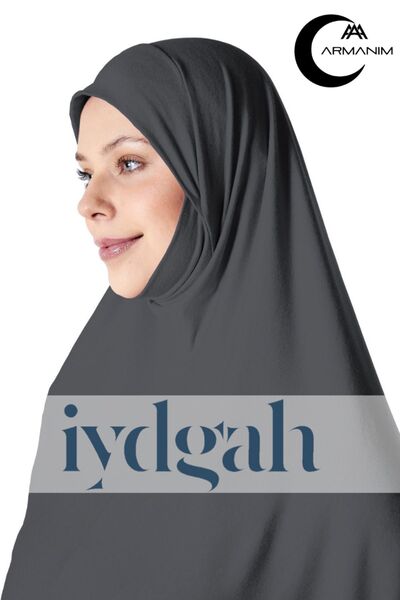 IYDGAH Anthracite Colored Ready-Made Tactical Practical Headscarf - Easy-To-Use Hijab and Prayer Cover (XXL)