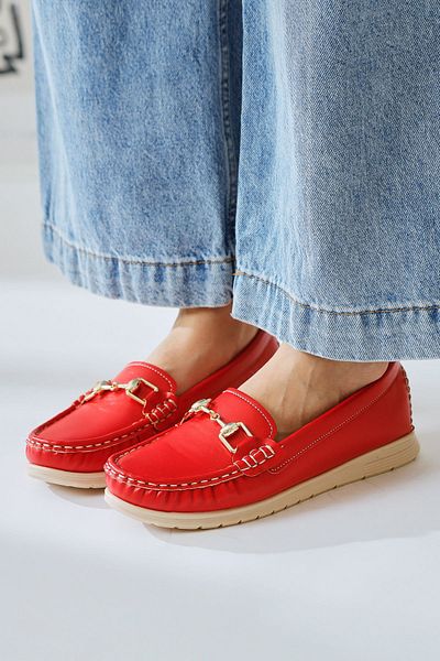 Limoya Tola Red Buckle Detailed Women's Casual Shoes