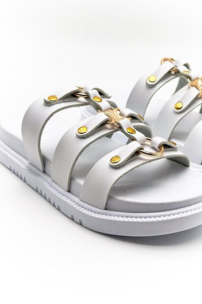 McDark Belinda Women's - White Leather Powder Slippers