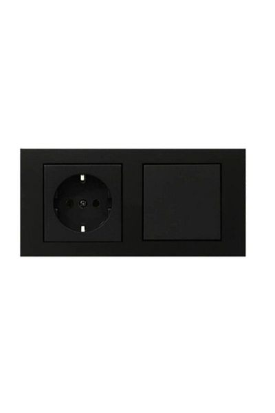 Gözde aydınlatma Ovivo Grano Black Grounded Socket Switch Double Frame Set