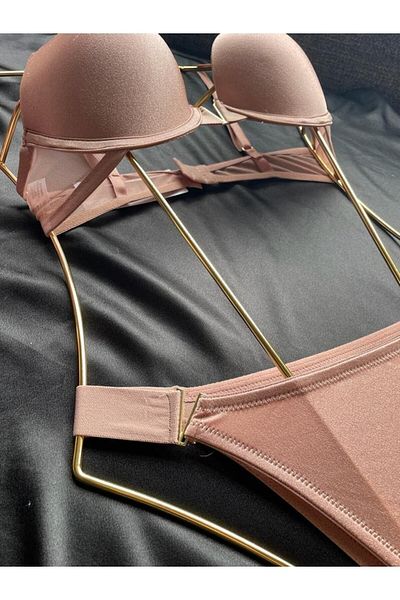 Cansoy Nurun Storee Set Violet Culoare Pudra Lenjerie de corp Fancy 630 Tk