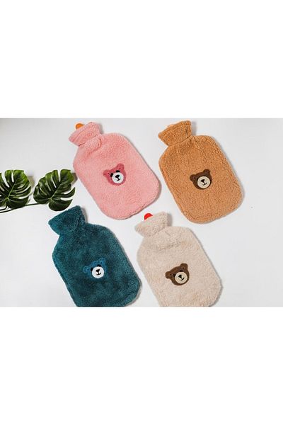 BKC HOME Wellsoft Covered Hot Water Bag Teddy Bear Motif 1750 ml (MIXED COLOR)