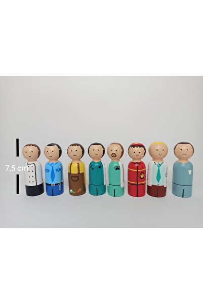Genel Markalar Nine Peg Bebekler Meslek Seti – 8'li Erkek Pegdoll, Eğitici Ve...