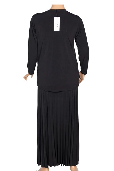 Elele Eiffel Sandy Pleated Blouse and Skirt Set - Black