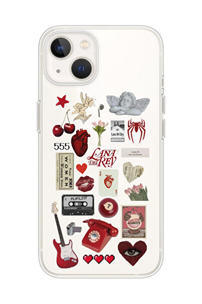 SUPER FRAME Iphone 13 Uyumlu Lana Del Rey Sticker Tasarımlı Şeffaf Telefon Kı...