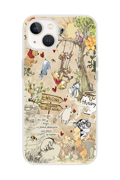 SUPER FRAME Iphone 13 Uyumlu Winnie The Pooh Tasarımlı Şeffaf Telefon Kılıfı