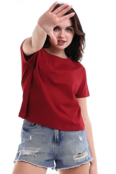 Redo Tricou crop oversize pentru femei, culoare prune