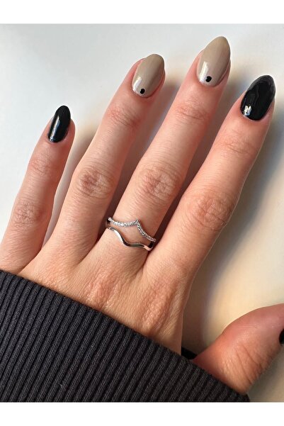 ringbox Gümüş Renkli Zirkon Taşlı Iki Sıra Kadın Yüzük